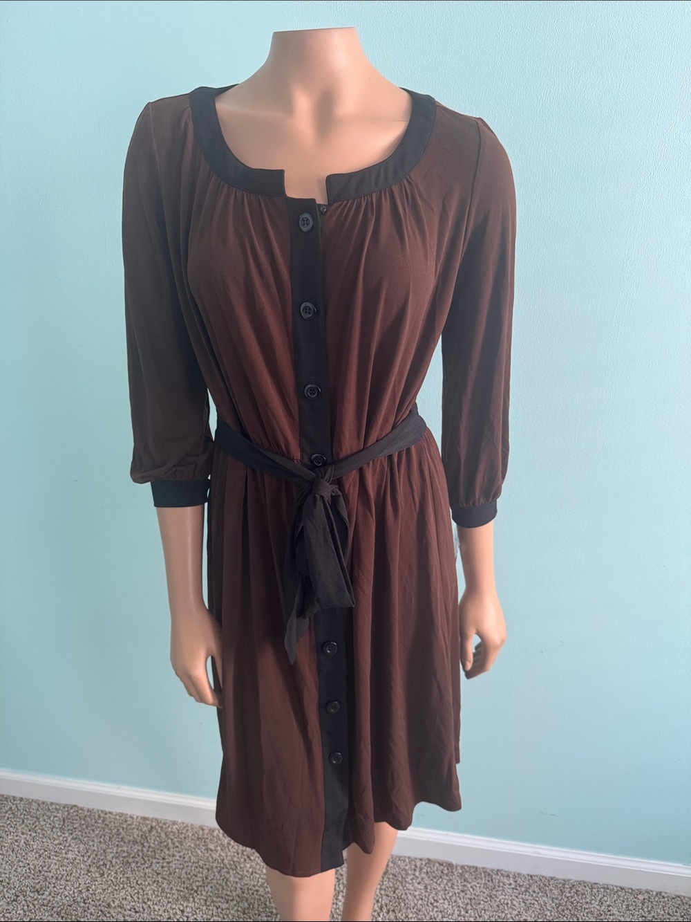 London times Brown Button-Front Belted Women’s Dress size 10
